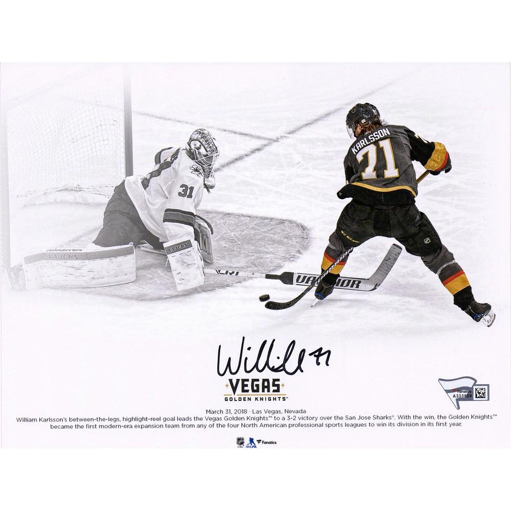 William Karlsson Vegas Golden Knights Autographed 8" x 10" Goal Between Legs Spotlight Photograph