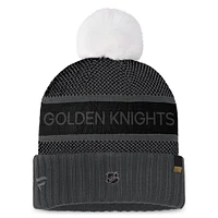 Women's Fanatics Black Vegas Golden Knights Authentic Pro Rink Cuffed Knit Hat with Pom