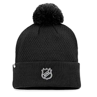 Women's Fanatics Black Vegas Golden Knights Authentic Pro Road Cuffed Knit Hat with Pom
