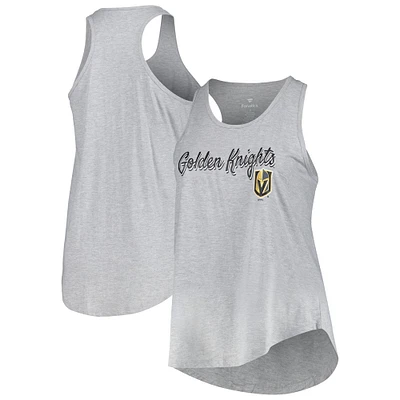 Débardeur à dos nageur taille plus Fanatics Heather Grey Vegas Golden Knights pour femmes