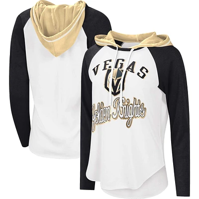 T-shirt à capuche léger raglan G-III Sports by Carl Banks pour femme, blanc/noir Vegas Golden Knights MVP