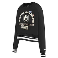 Women's Pro Standard  Black Vegas Golden Knights Area Code Cropped Pullover Sweatshirt