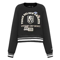 Women's Pro Standard  Black Vegas Golden Knights Area Code Cropped Pullover Sweatshirt