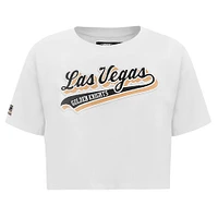 Women's Pro Standard White Vegas Golden Knights Boxy Script Tail Cropped T-Shirt