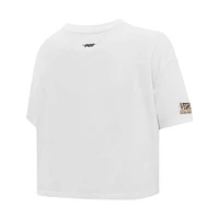 Women's Pro Standard White Vegas Golden Knights Boxy Script Tail Cropped T-Shirt