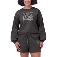 Women's WEAR by Erin Andrews Black Vegas Golden Knights Washed Fleece Sweatshirt & Shorts Lounge Set