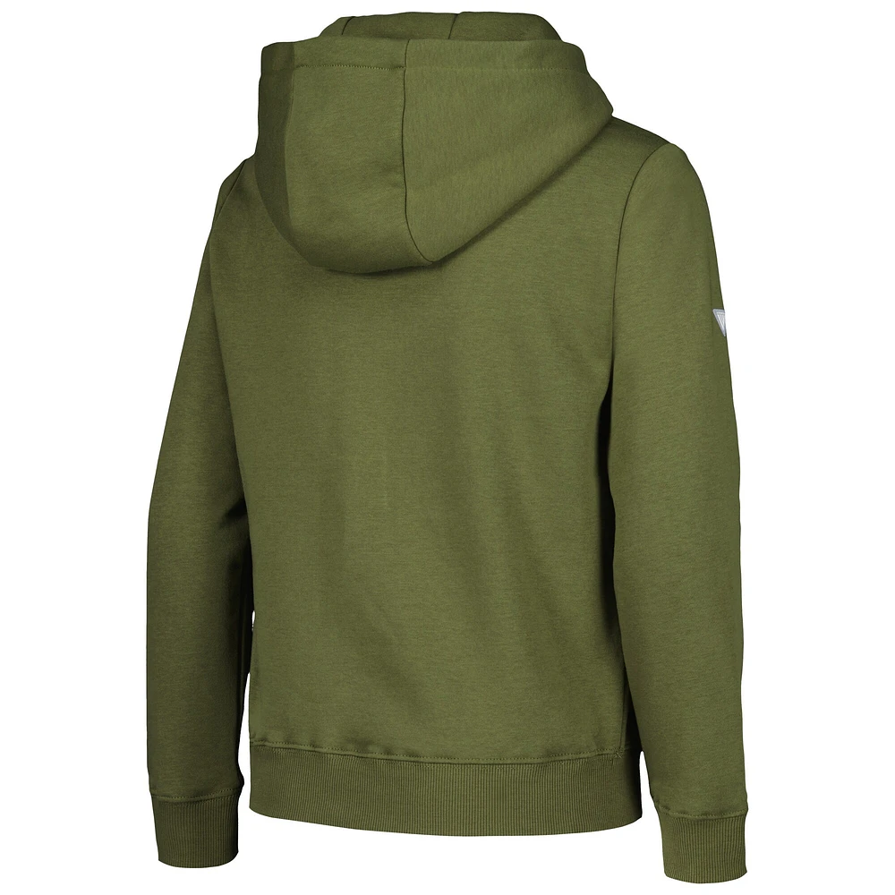 Youth Levelwear Olive Vegas Golden Knights Podium Fleece Pullover Hoodie