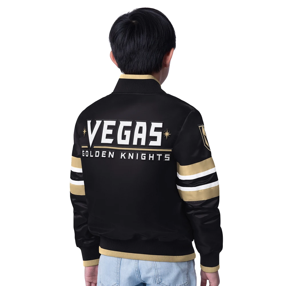Youth Starter  Black/Gold Vegas Golden Knights Scout 1 Full-Snap Varsity Jacket