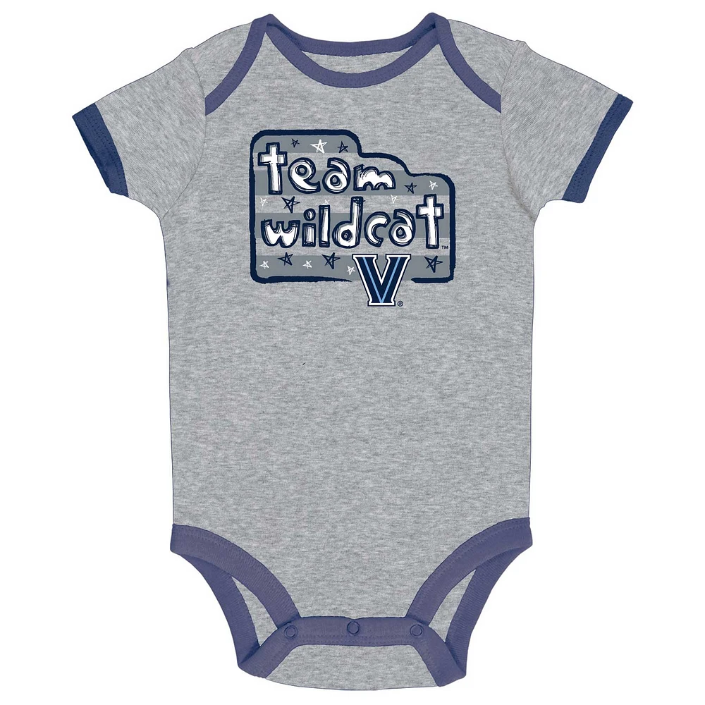 Lot de 3 bodys Villanova Wildcats pour bébé Champion bleu marine/gris/blanc