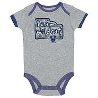 Lot de 3 bodys Villanova Wildcats pour bébé Champion bleu marine/gris/blanc