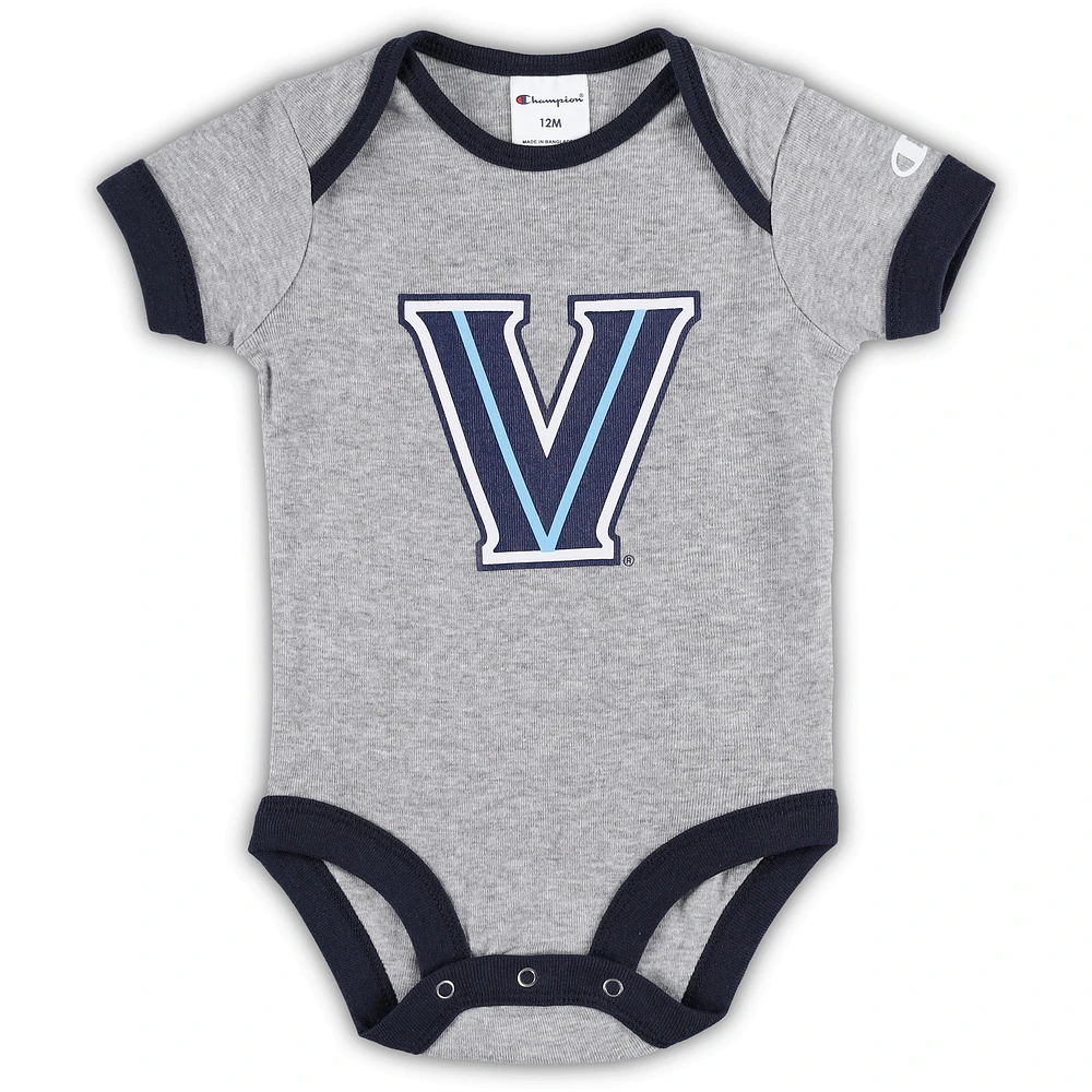 Infant Champion Navy/Heather Gray Villanova Wildcats I Wanna Be Three-Pack Bodysuit Set