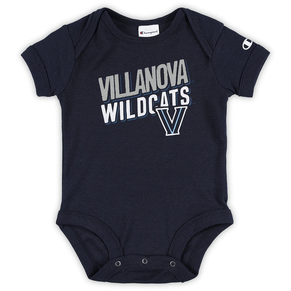 Infant Champion Navy/Heather Gray Villanova Wildcats I Wanna Be Three-Pack Bodysuit Set