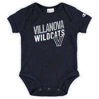 Infant Champion Navy/Heather Gray Villanova Wildcats I Wanna Be Three-Pack Bodysuit Set