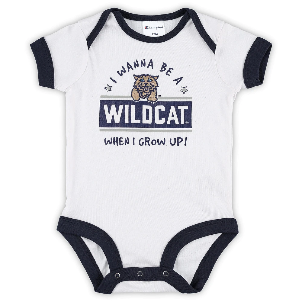Infant Champion Navy/Heather Gray Villanova Wildcats I Wanna Be Three-Pack Bodysuit Set