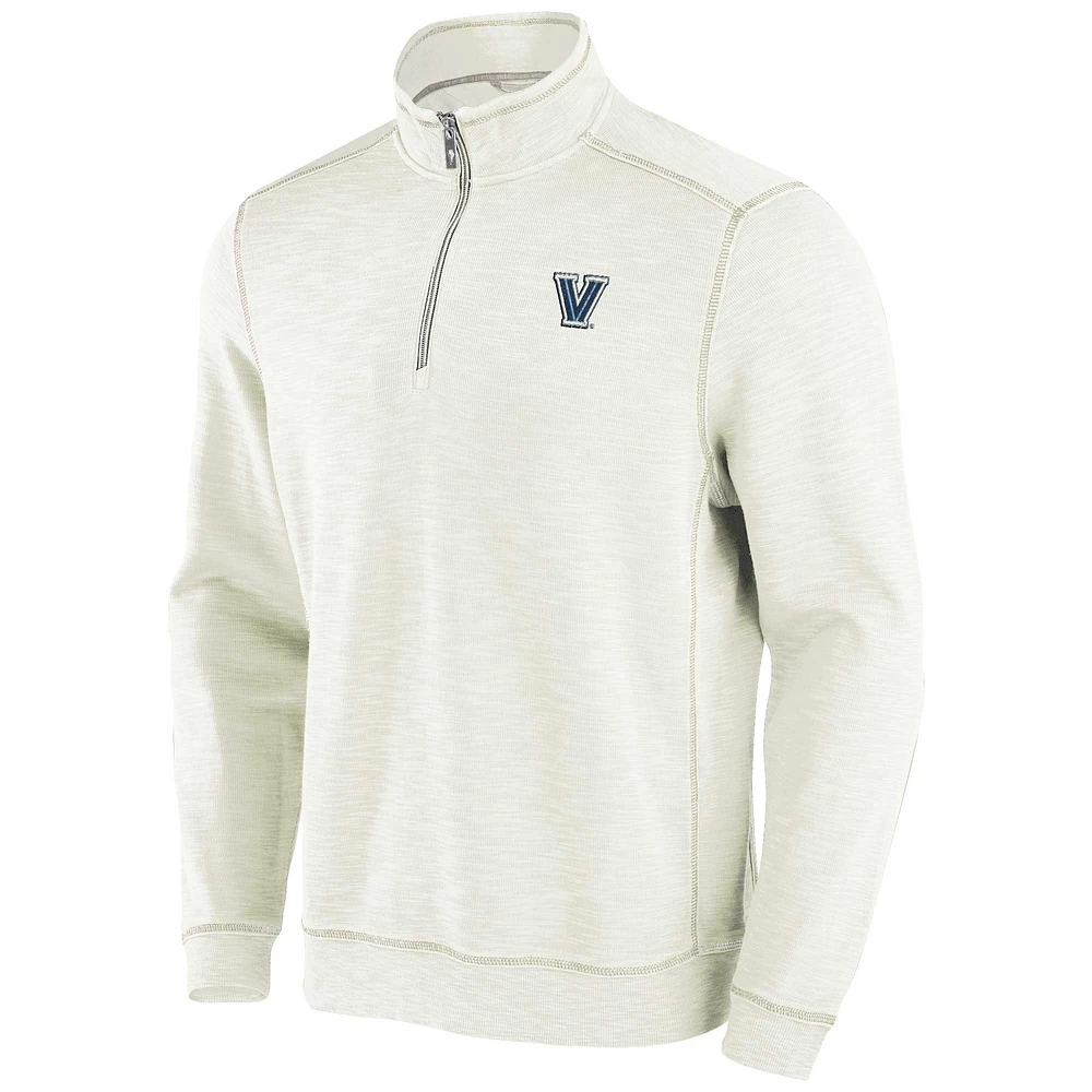Men's Tommy Bahama Cream Villanova Wildcats Tobago Bay Half-Zip Tri-Blend Top
