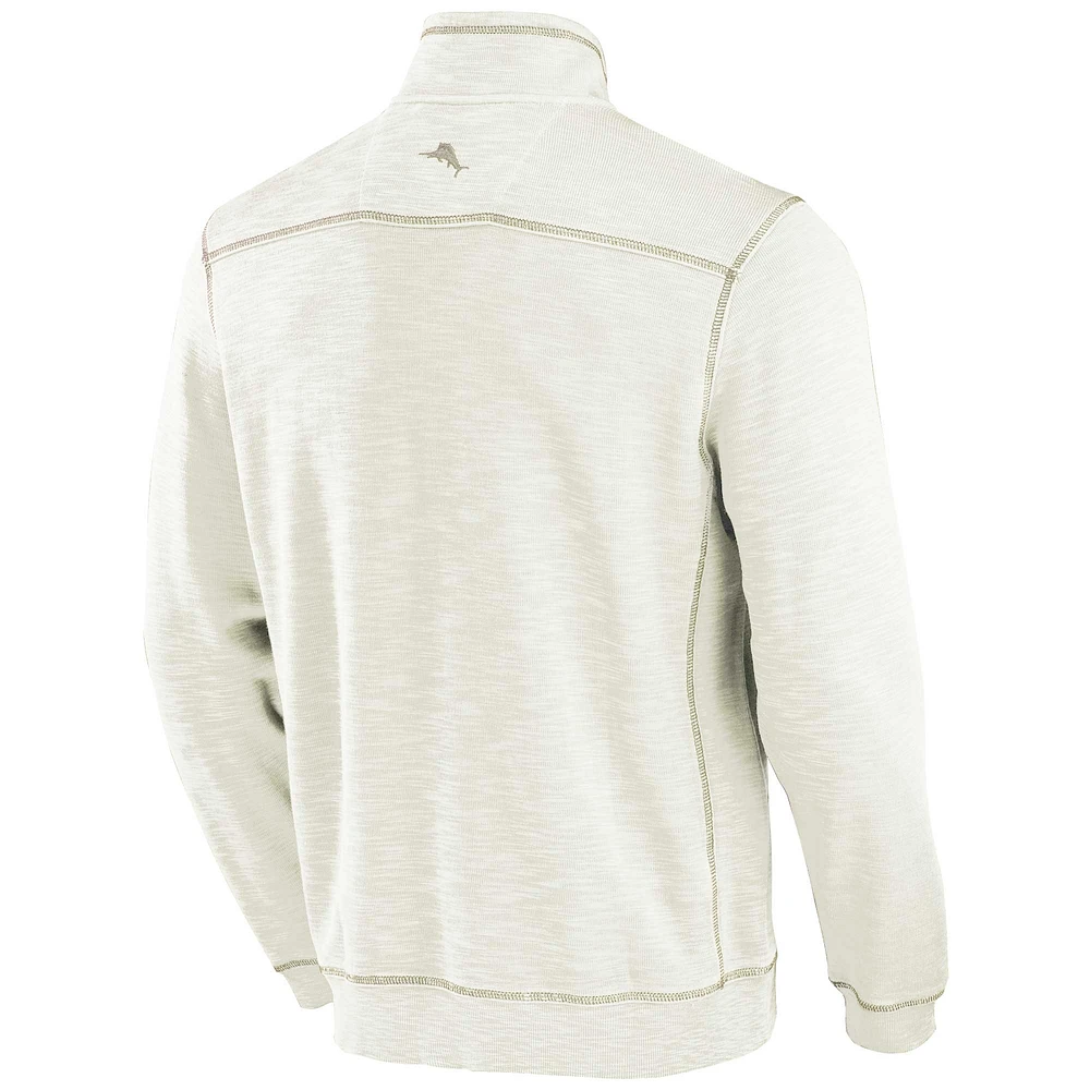 Men's Tommy Bahama Cream Villanova Wildcats Tobago Bay Half-Zip Tri-Blend Top
