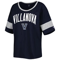 T-shirt à manches mi-longues rayures Jumbo Arch Villanova Wildcats Champion bleu marine pour femme