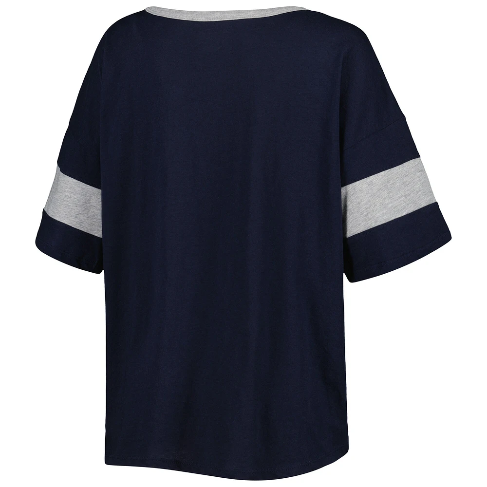 T-shirt à manches mi-longues rayures Jumbo Arch Villanova Wildcats Champion bleu marine pour femme