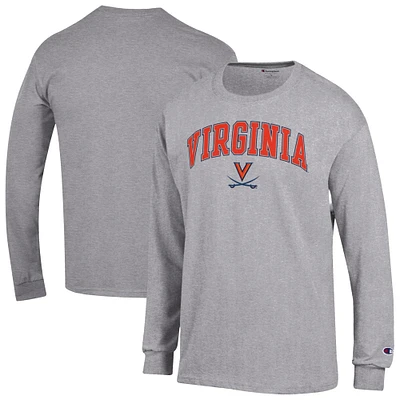 T-shirt à manches longues Champion Heather Grey Virginia Cavaliers Basic Arch pour homme