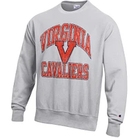 Men's Champion Heather Gray Virginia Cavaliers Vault Late Night Reverse Weave Pullover Sweatshirt