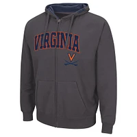 Men's Colosseum  Charcoal Virginia Cavaliers Arch & Logo 3.0 Full-Zip Hoodie