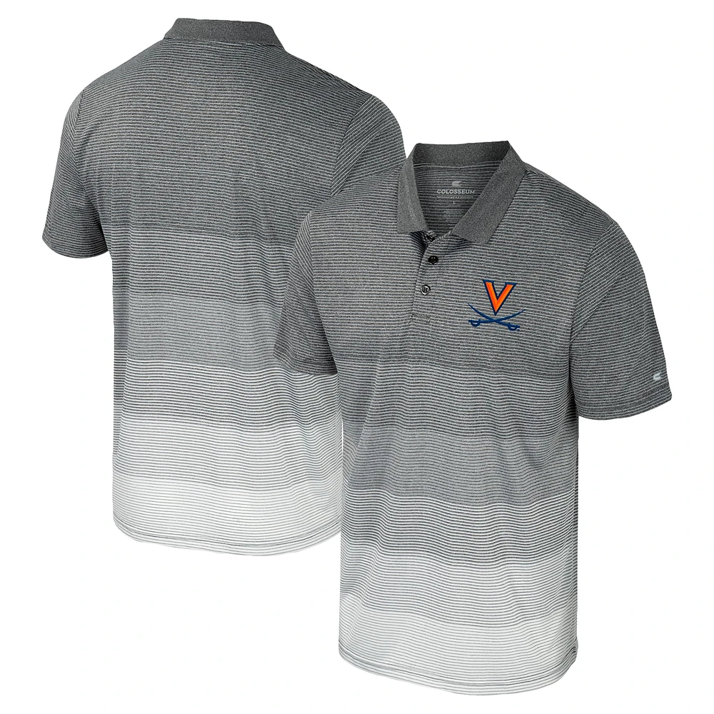 Polo en maille rayée pour hommes, gris Colosseum, Virginia Cavaliers