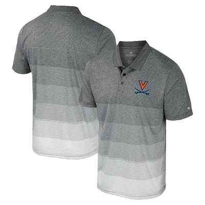 Polo en maille rayée pour hommes, gris Colosseum, Virginia Cavaliers