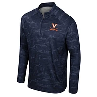 Men's Colosseum Navy Virginia Cavaliers Carson Raglan Quarter-Zip Jacket