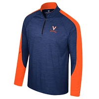 Men's Colosseum Navy Virginia Cavaliers Langmore Raglan Quarter-Zip Top