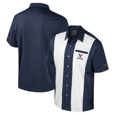 Chemise boutonnée de bowling pour homme Colosseum Navy Virginia Cavaliers Strike