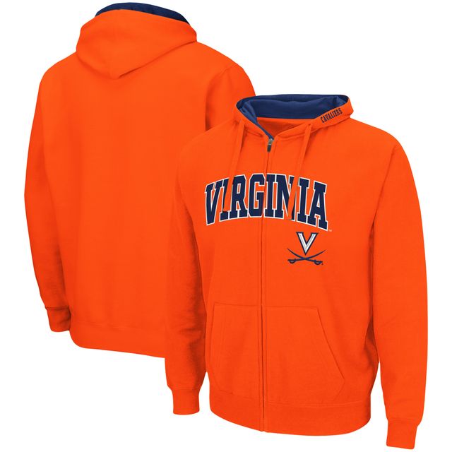 Colosseum Orange Virginia Cavaliers Arch & Logo 3.0 Sweat à capuche entièrement zippé pour homme