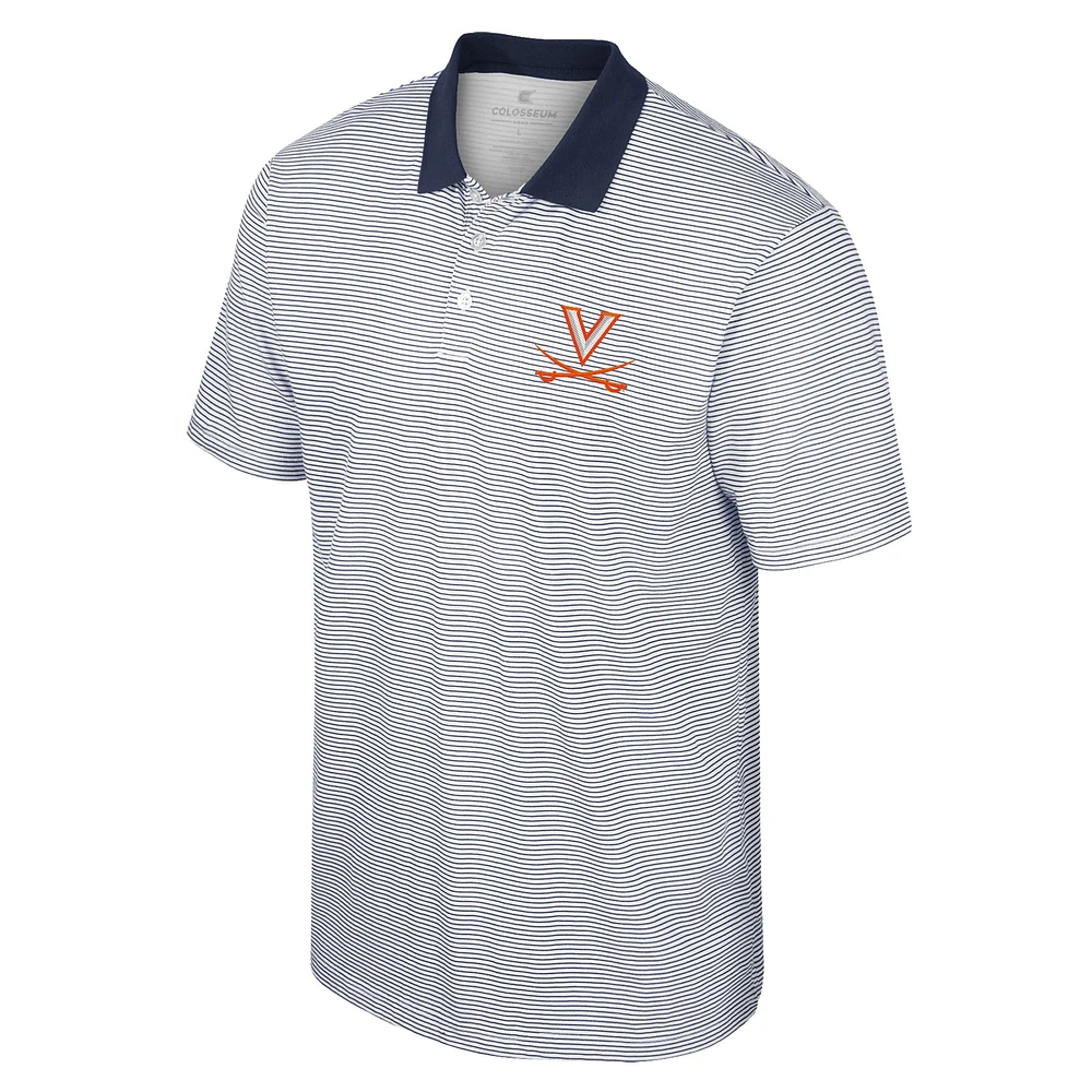 Polo Colosseum Homme Blanc/Bleu Marine Virginia Cavaliers Print Stripe