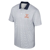 Polo Colosseum Homme Blanc/Bleu Marine Virginia Cavaliers Print Stripe