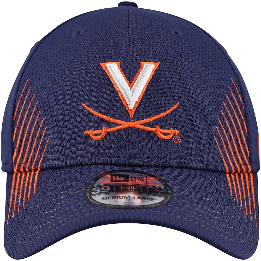 Casquette flex 39THIRTY Active Slash Sides New Era pour hommes, bleu marine, Virginia Cavaliers