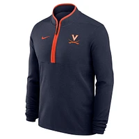 Haut Nike bleu marine Virginia Cavaliers Coaches Courtside Basketball Victory Performance à fermeture éclair quart de tour pour homme