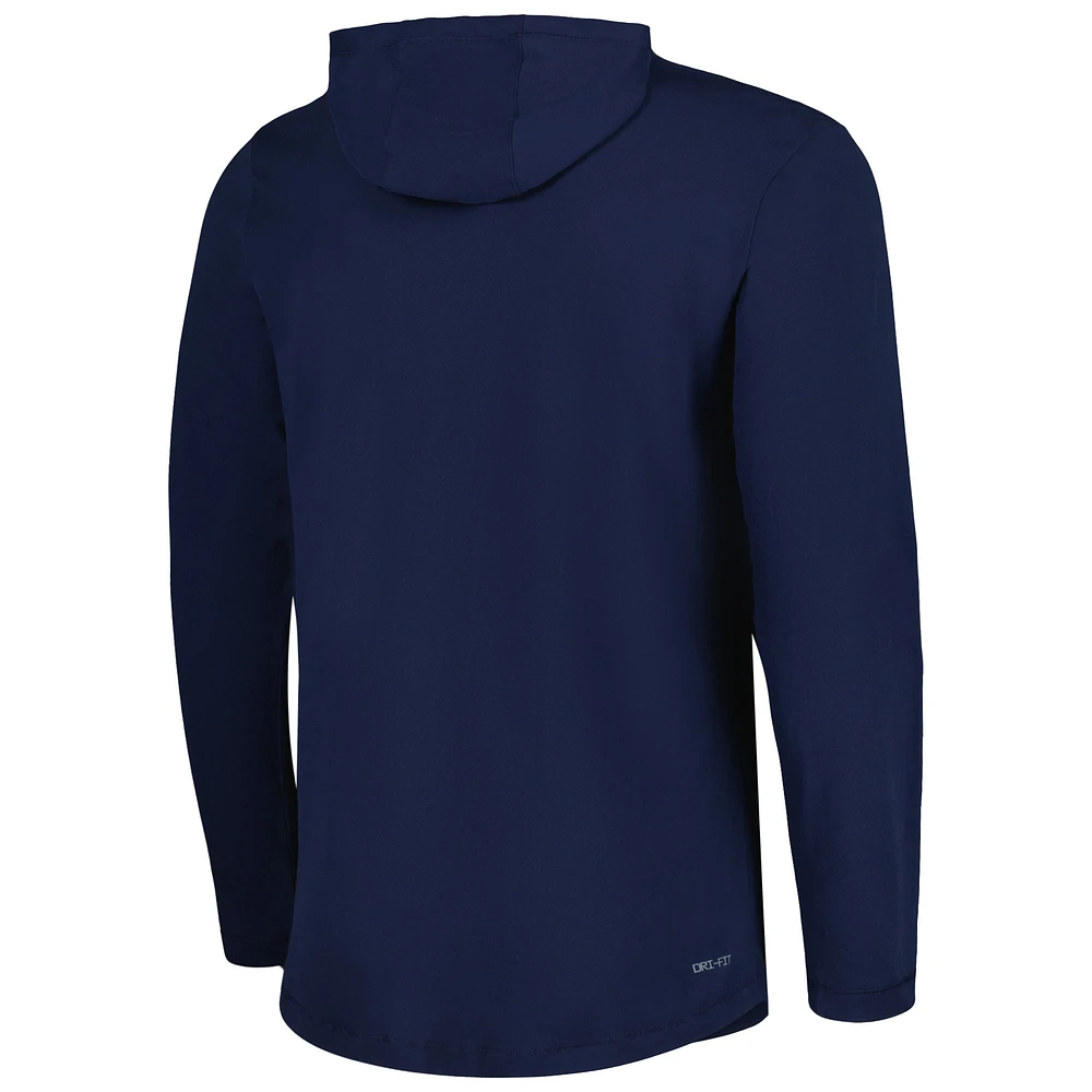 Men's Nike Navy Virginia Cavaliers Performance Long Sleeve Hoodie T-Shirt