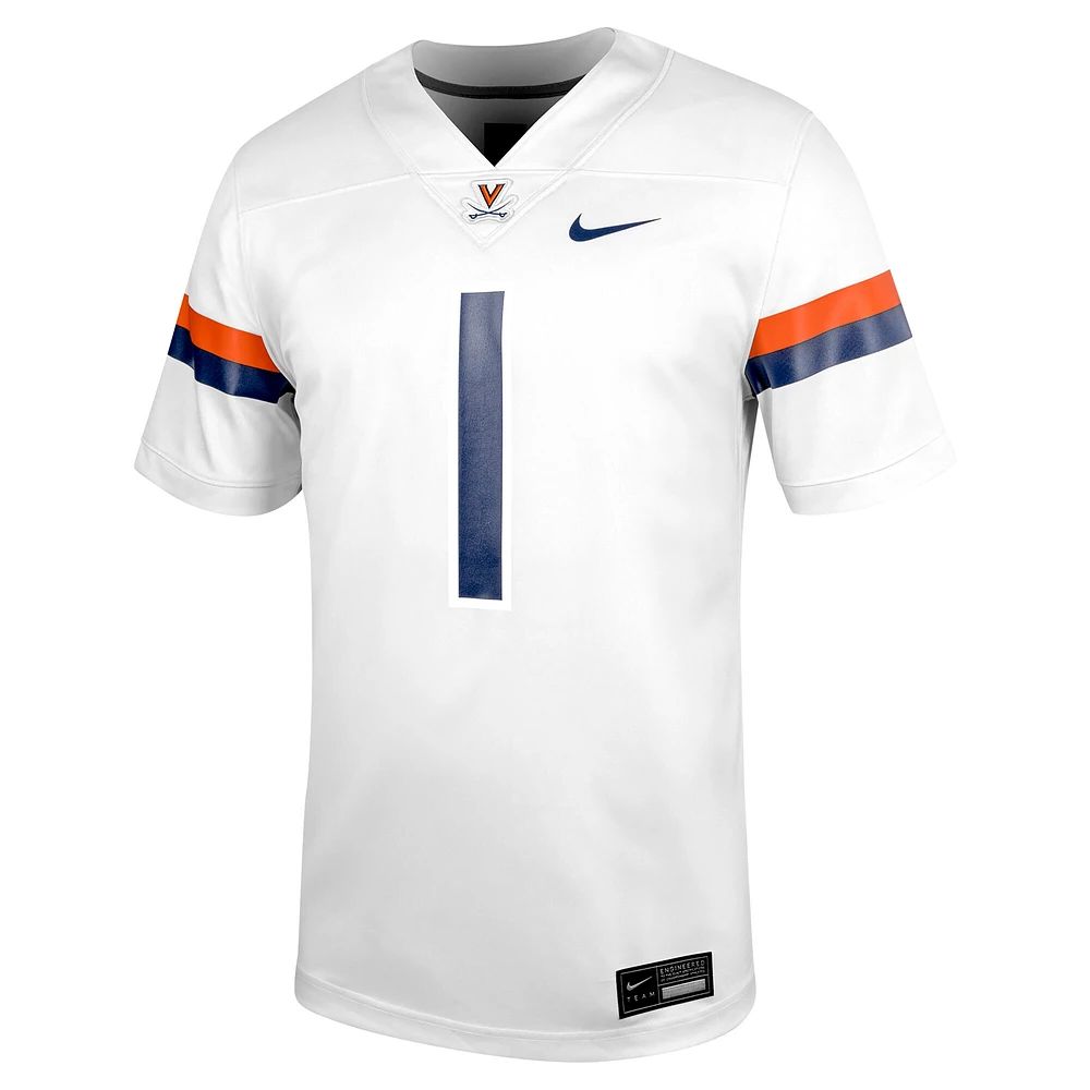 Men's Nike #1 White Virginia Cavaliers Untouchable Football Jersey