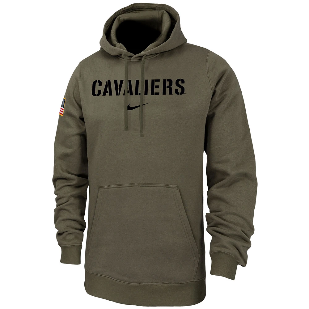 Men's Nike  Olive Virginia Cavaliers Military Pack Club Fleece Pullover Hoodie