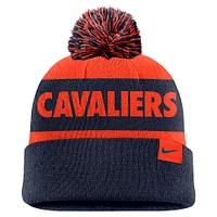Men's Nike Orange/Navy Virginia Cavaliers Peak Stripe Cuffed Knit Hat with Pom