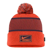 Men's Nike Orange Virginia Cavaliers 2024 Sideline Peak Cuffed Knit Hat with Pom