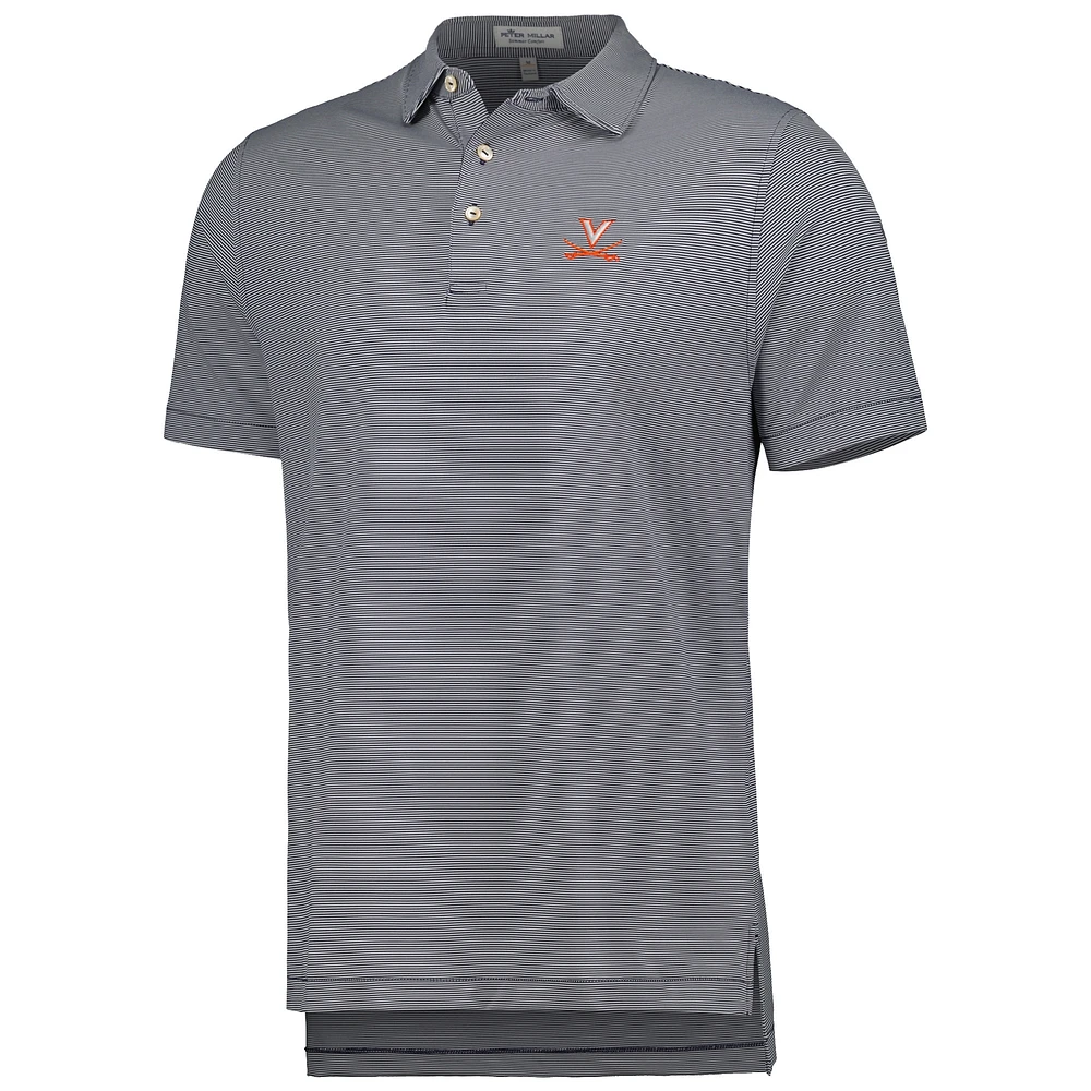 Men's Peter Millar Navy Virginia Cavaliers Jubilee Striped Performance Jersey Polo