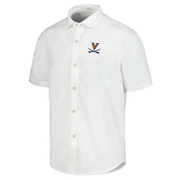 Men's Tommy Bahama White Virginia Cavaliers Coconut Point Palm Vista IslandZone Camp Button-Up Shirt