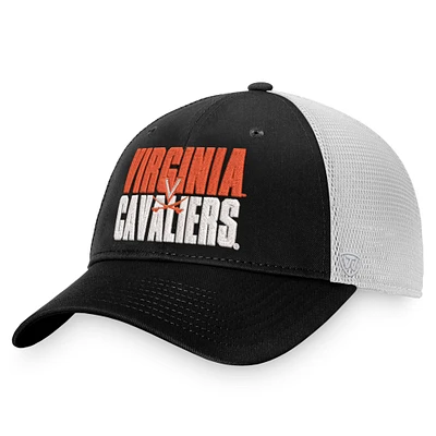 Men's Top of the World Black/White Virginia Cavaliers Stockpile Trucker Snapback Hat