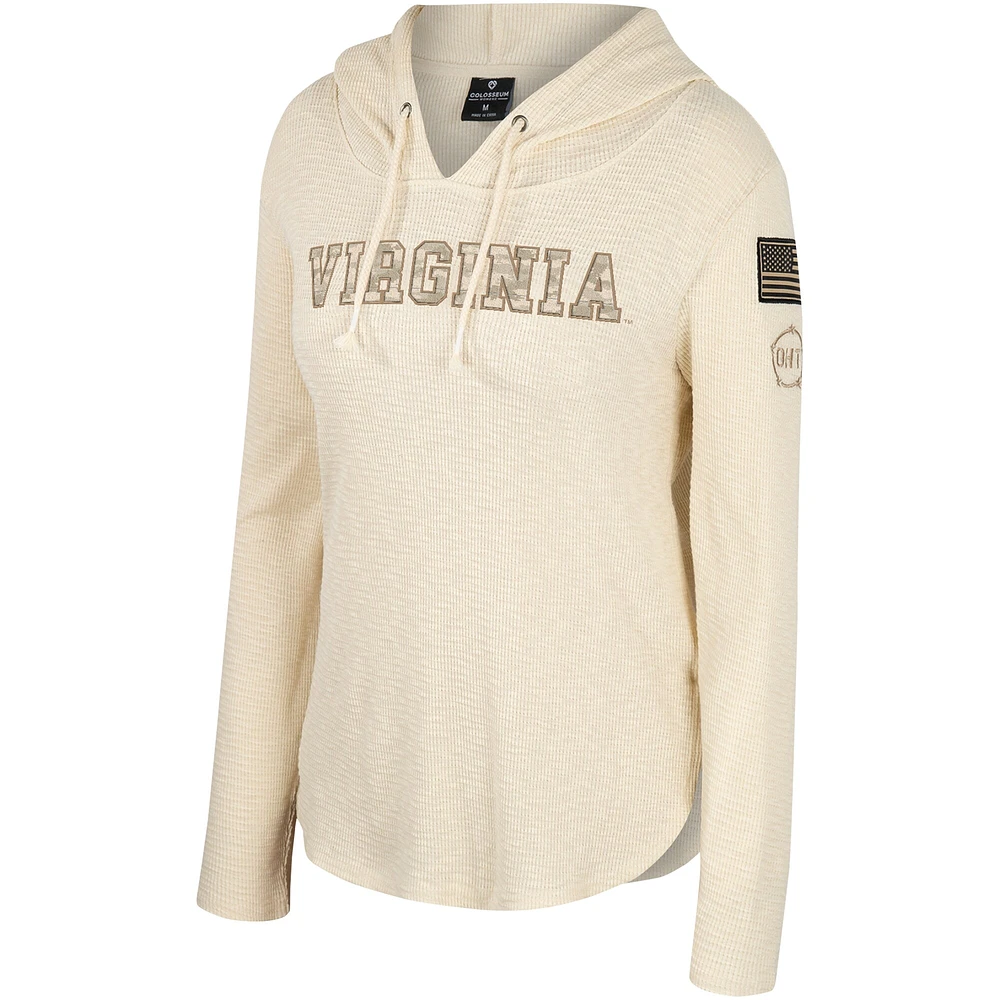 Women's Colosseum Cream Virginia Cavaliers OHT Military Appreciation Casey Raglan Long Sleeve Hoodie T-Shirt