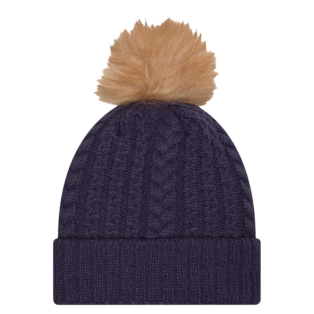 Women's New Era  Navy Virginia Cavaliers Luxury Cuffed Knit Hat with Pom