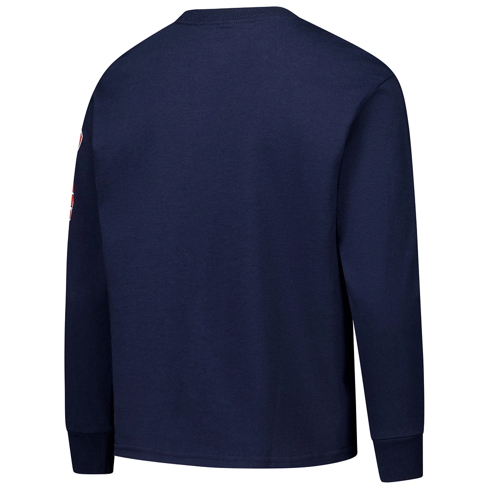 Youth Champion Navy Virginia Cavaliers Distressed Arch Over Logo Long Sleeve T-Shirt