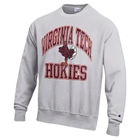 Men's Champion Heather Gray Virginia Tech Hokies Vault Late Night Reverse Weave Pullover Sweatshirt