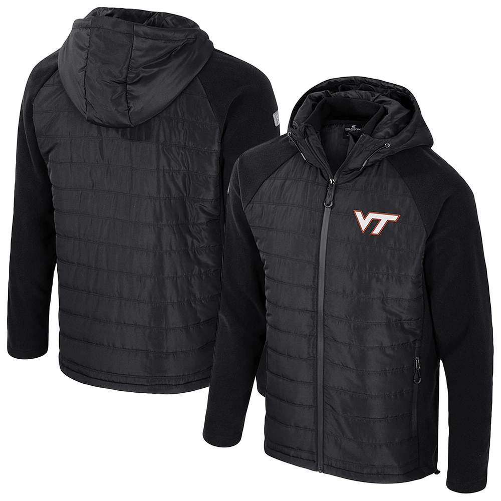 Men's Colosseum Black Virginia Tech Hokies Block The Sun Full-Zip Hoodie Jacket