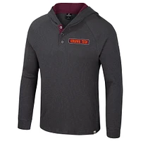Men's Colosseum  Charcoal Virginia Tech Hokies Dujour Ralgan Long Sleeve Henley Hoodie T-Shirt