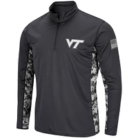 Men's Colosseum Charcoal Virginia Tech Hokies OHT Military Appreciation Digital Camo Lightweight Quarter-Zip Pullover